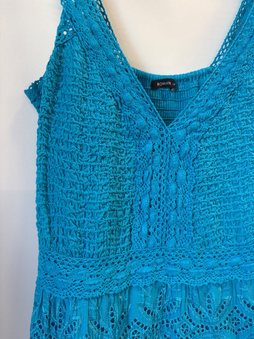 Blue Roman dress / UK 14