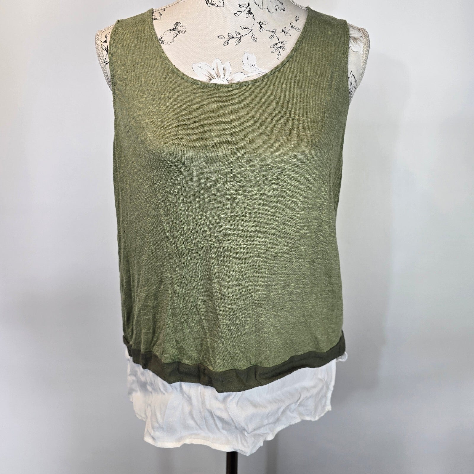 Monsoon 100% linen khaki summer top
