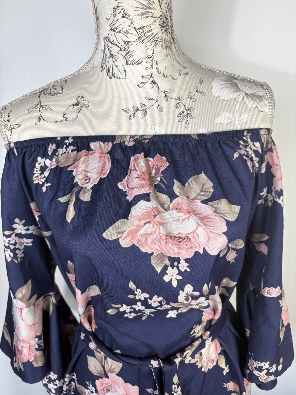 Navy and floral dress / L