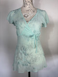 Papaya Cap sleeved sheer blouse