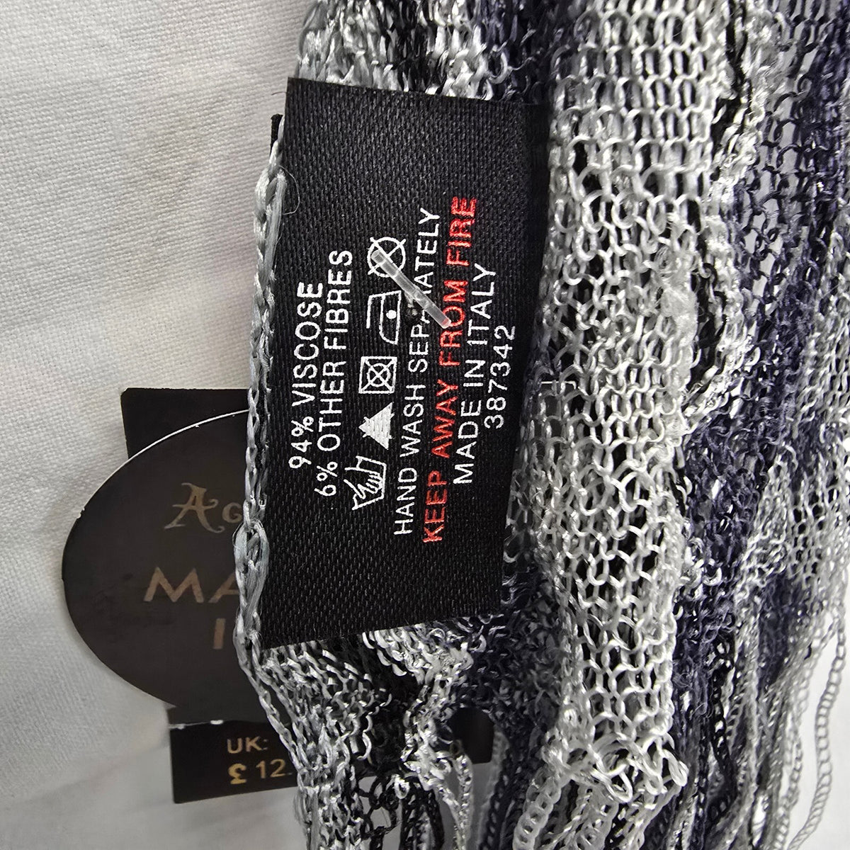 Accessorize silver and grey knot pattern scsrf
