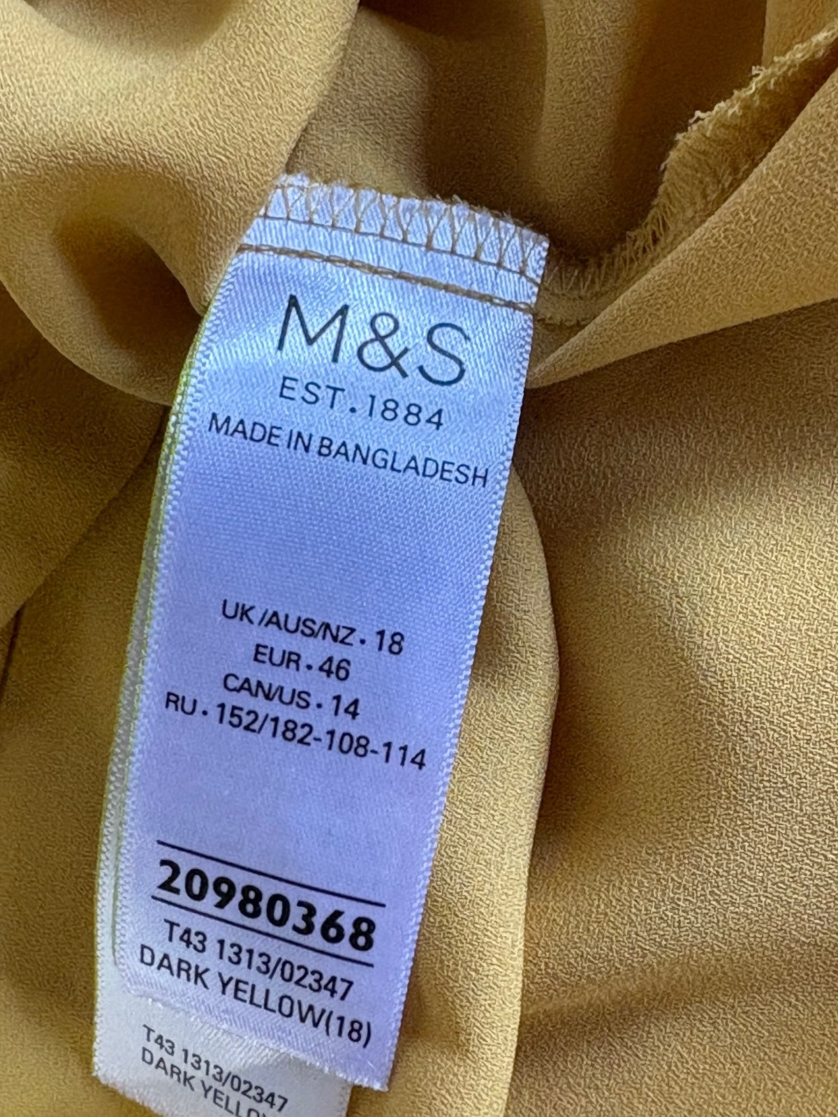 Mustard M&S blouse / 18