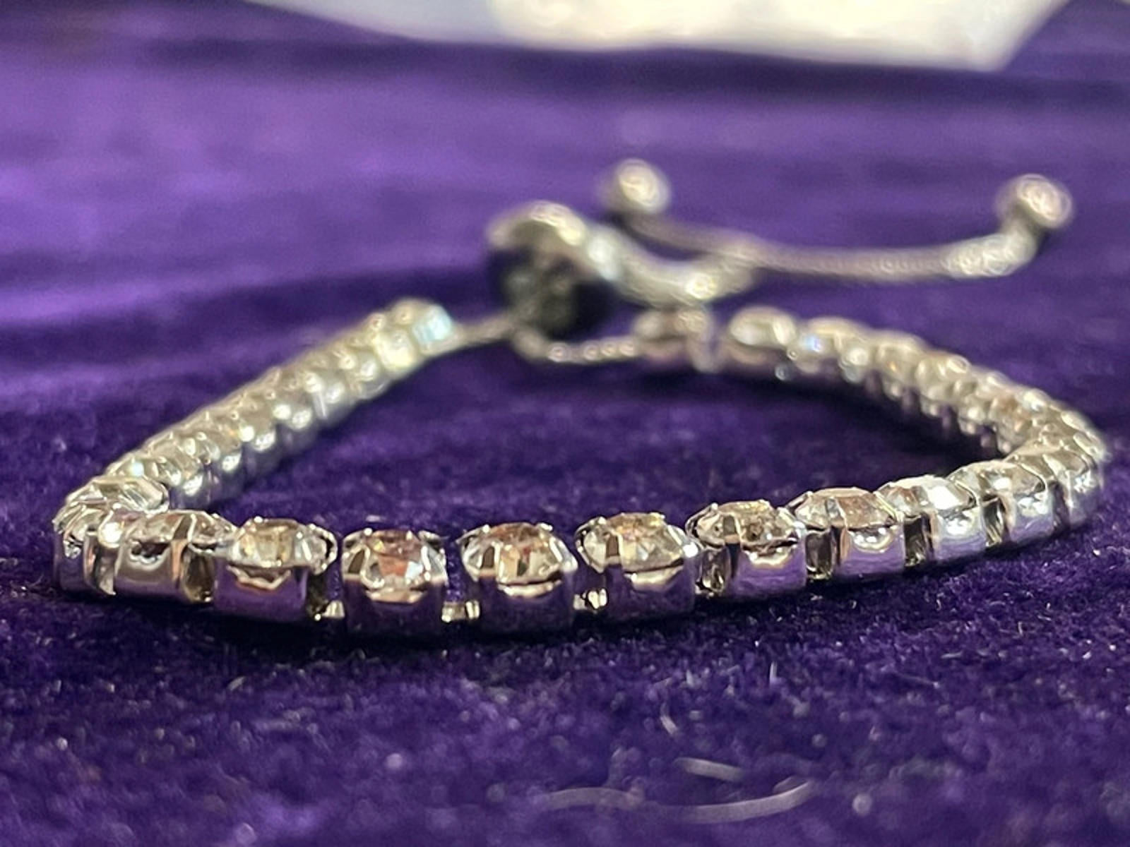 White Metal Diamanté Bracelet | Adjustable | Evening Wear