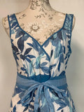 Per Una | 14L | Long blue and white summer dress | 100% Cotton