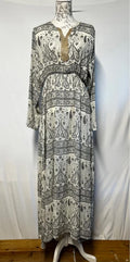 TU | XL | Black And White Paisley Caftan Dress