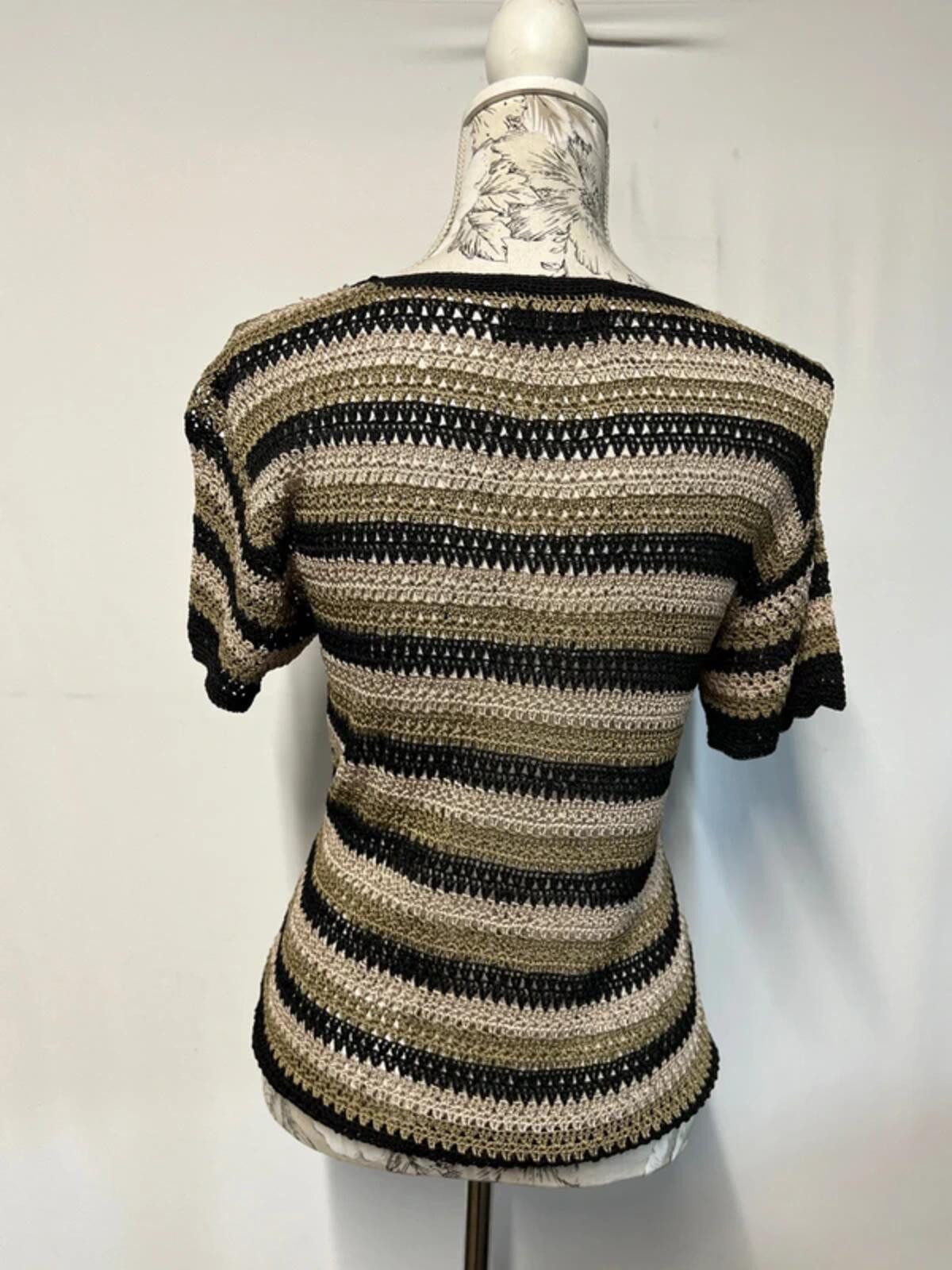 Wallis | 12 | Boho style brown/cream knitted T-Shirt | viscose