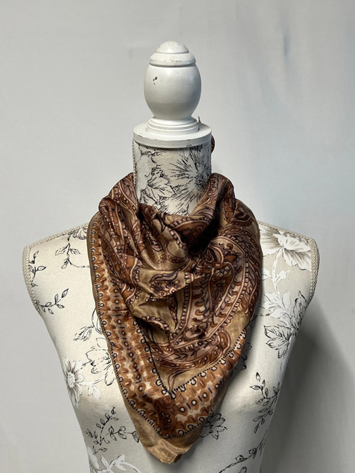 Vintage Brown Rustic Paisley Bandana/Head Scarf