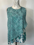 Lizalú | 2XL | Sheer blue abstract florals blouse
