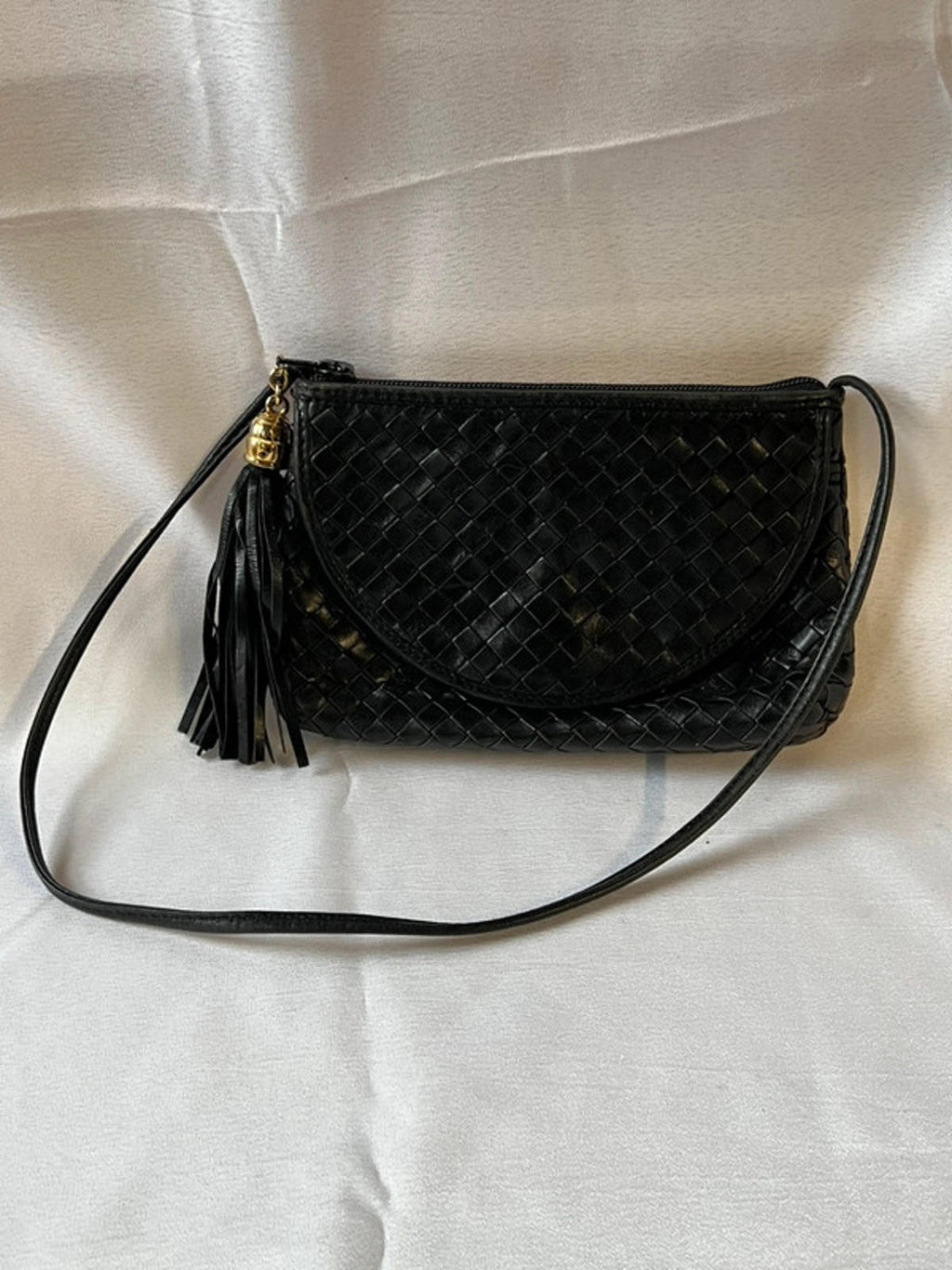 Genuine Vintage Cosci | Black woven handbag | Leather