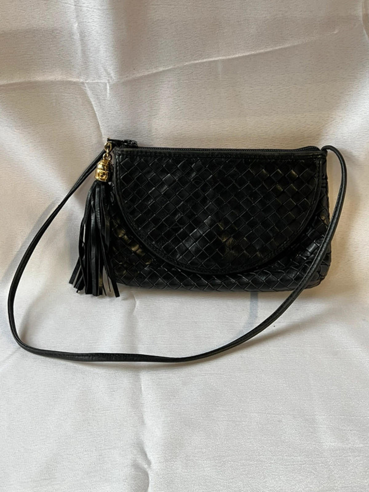 Genuine Vintage Cosci | Black woven handbag | Leather
