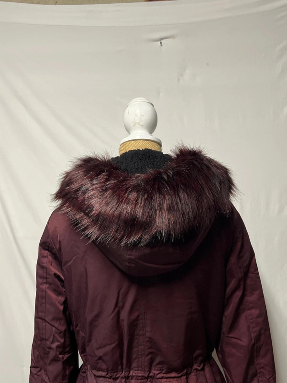 F&F | 12 | Maroon/Burgundy Faux Fur Coat