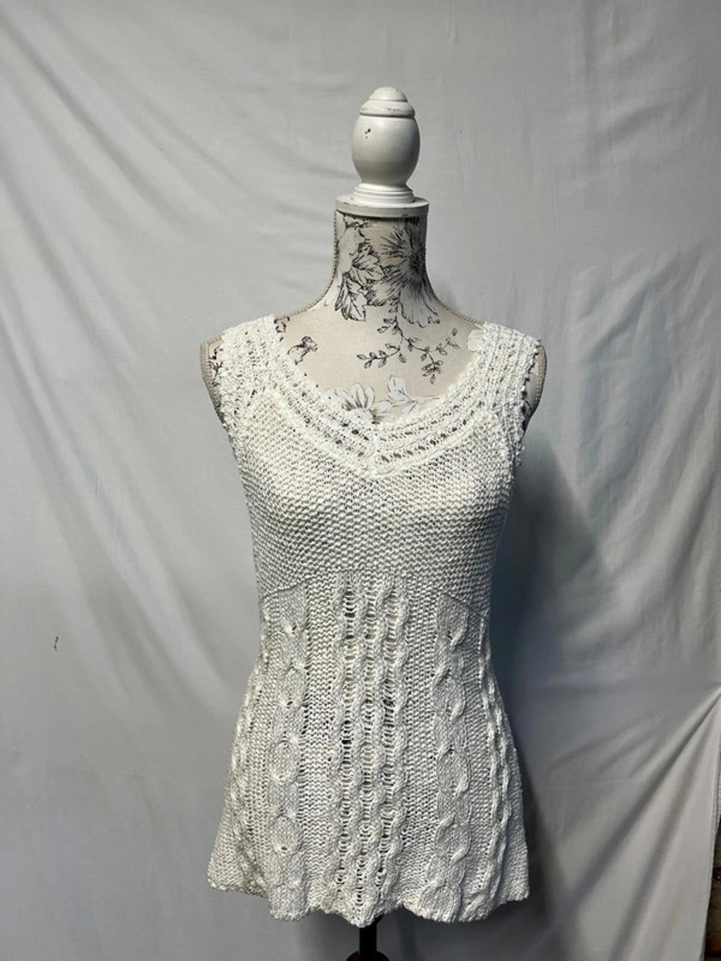 Next | White Knit/Crochet Style Vest | Size 12 | 100% Cotton