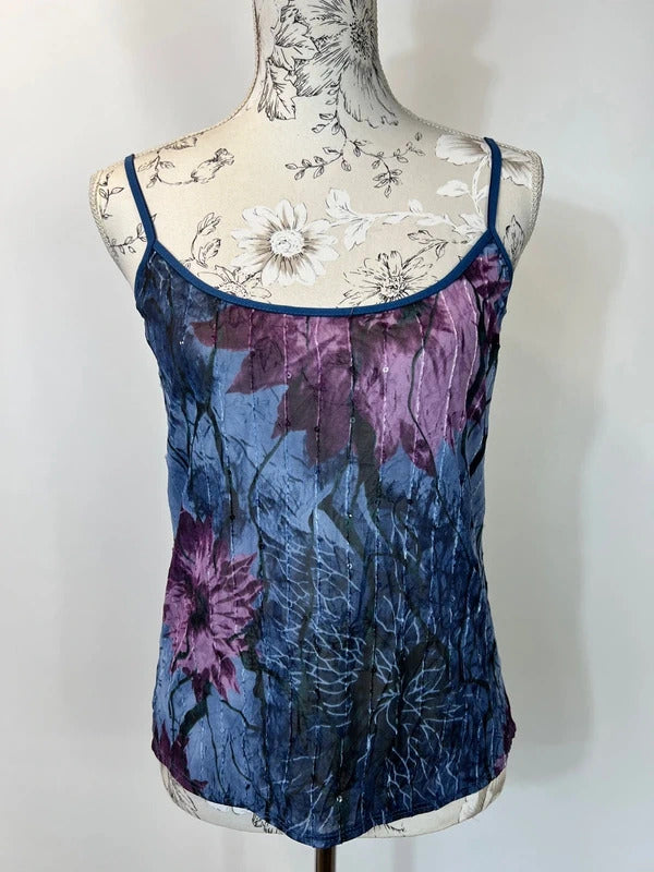 Per Una | Size 16 | Navy floral crinkle style cami