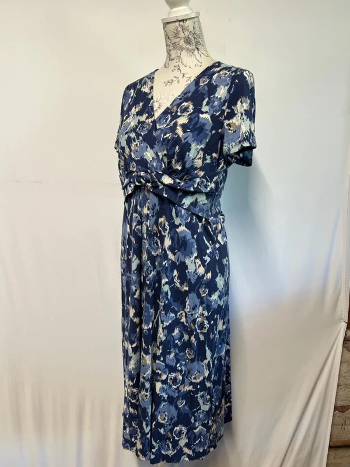 East | 14 | Blue Midi Dress | Viscose/Elastane/Polyester blend