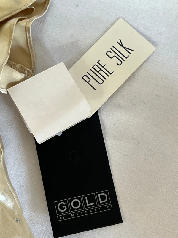 GOLD | 14 | Y2K gold pure silk blouse