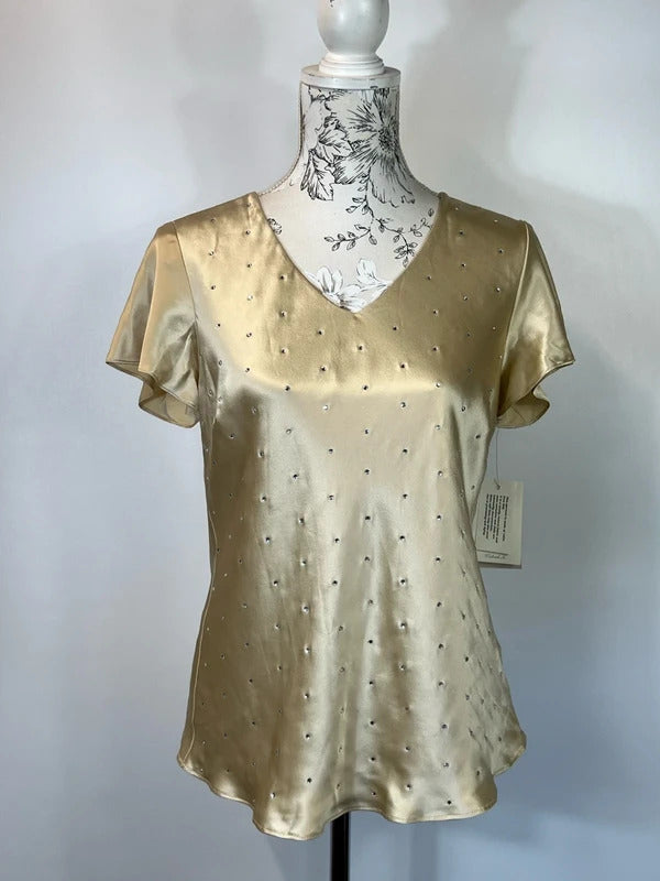 GOLD | 14 | Y2K gold pure silk blouse