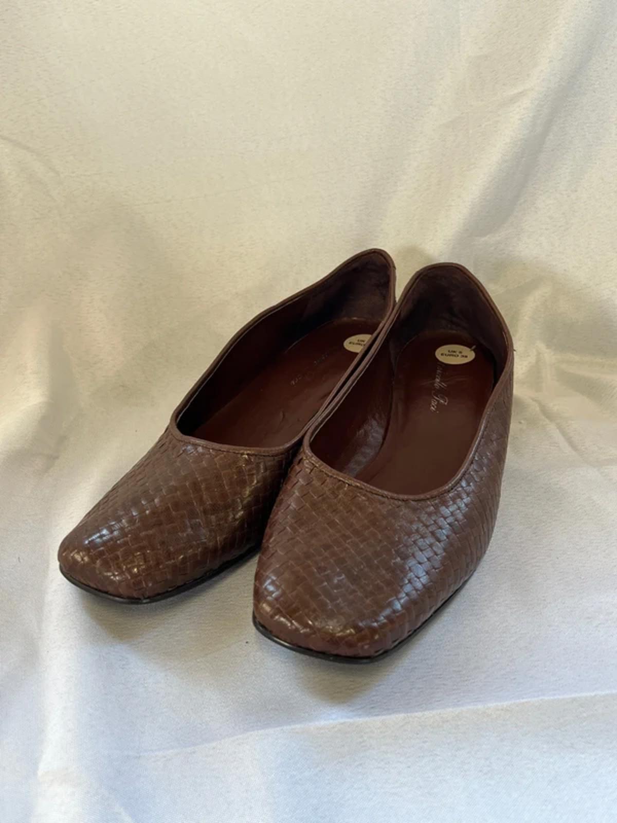 Marcello Paci | 5 | Brown Leather Woven Ballerina Slip Ons