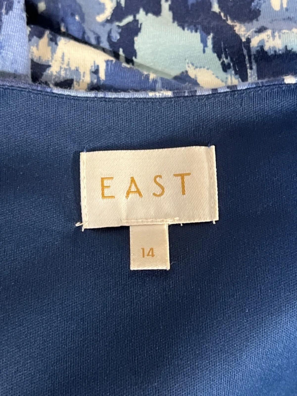 East | 14 | Blue Midi Dress | Viscose/Elastane/Polyester blend