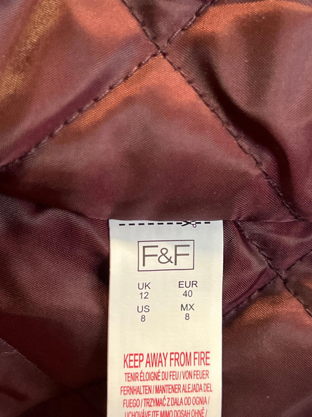 F&F | 12 | Maroon/Burgundy Faux Fur Coat