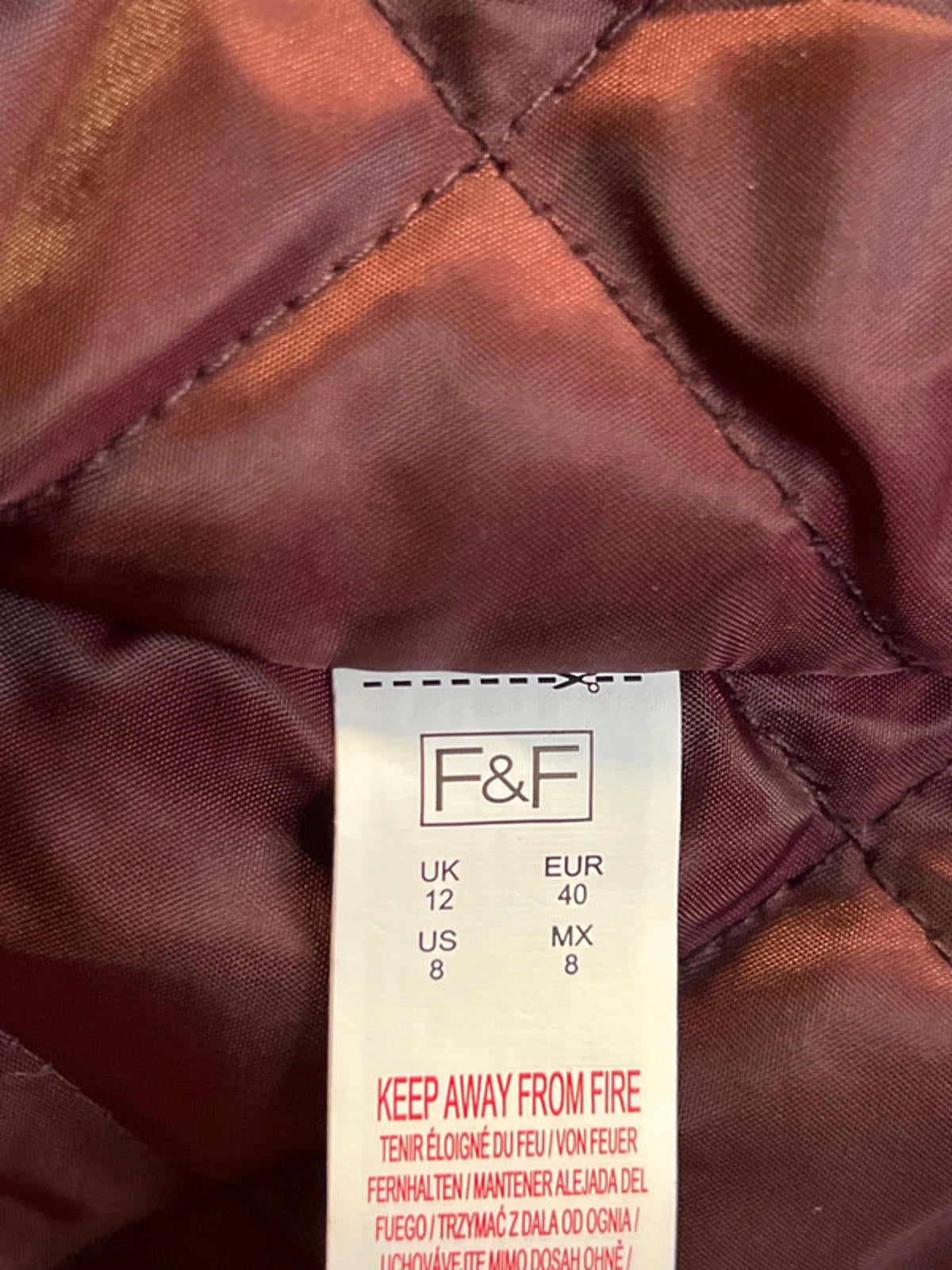 F&F | 12 | Maroon/Burgundy Faux Fur Coat