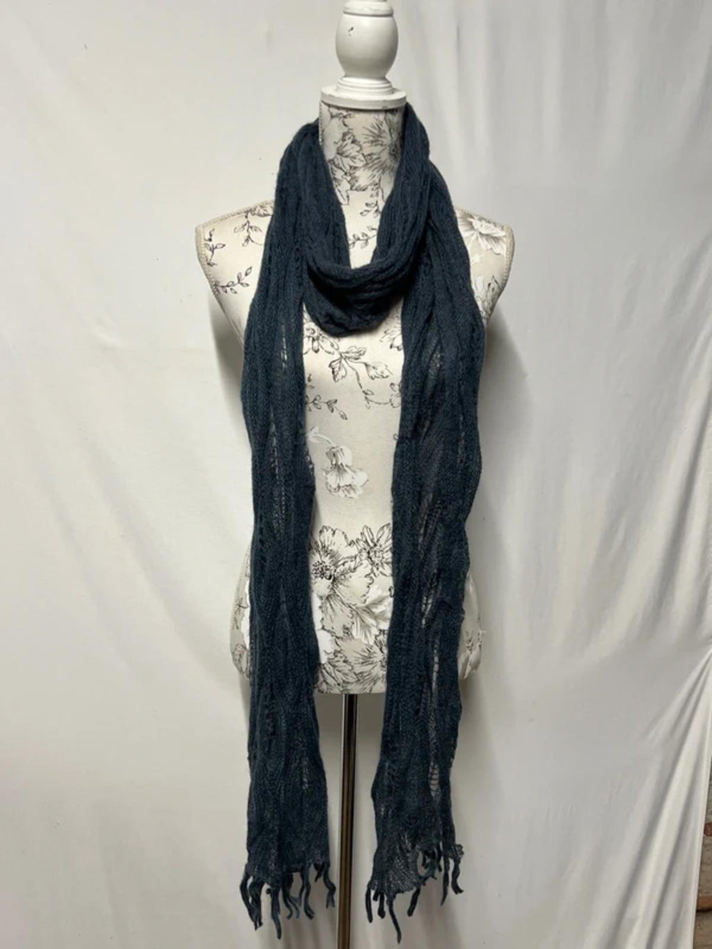M&S | Ladies Navy Mohair-Style Scarf  | Acrylic