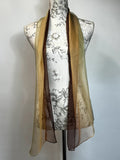 Vintage-style ladies sheer brown and orange gradient scarf