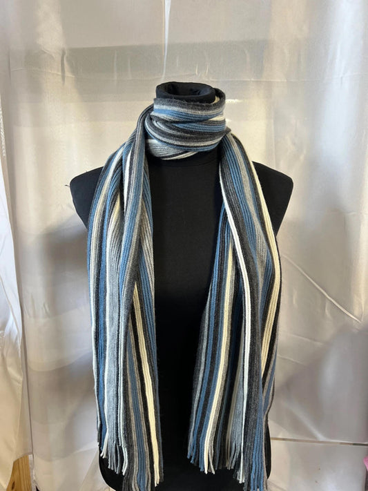 Vintage Style Multicoloured Striped Knit Scarf