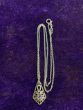Silver Chain Necklace | Amethyst Stone Pendant