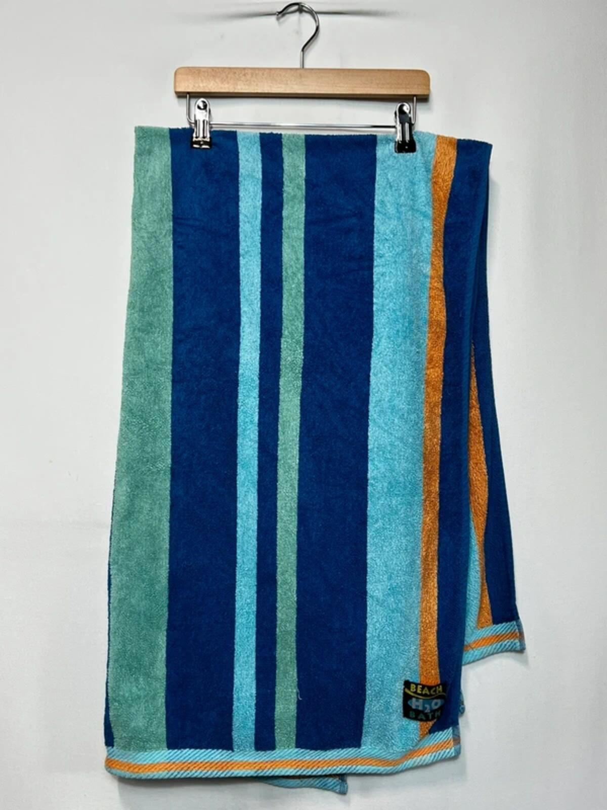 Large preloaded vintage beach towel | Striped
