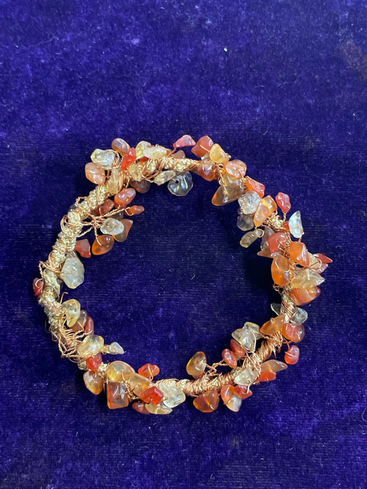 Multi Stone Bangle | Orange | Approx 7cm
