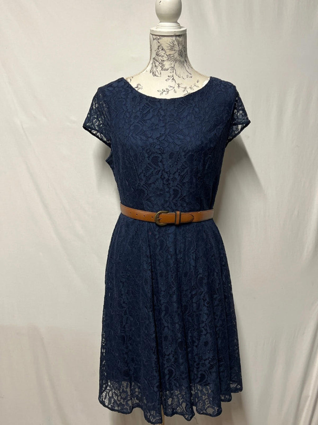F&F | 14 | Navy Blue Lace Dress | Nylon/Polyester