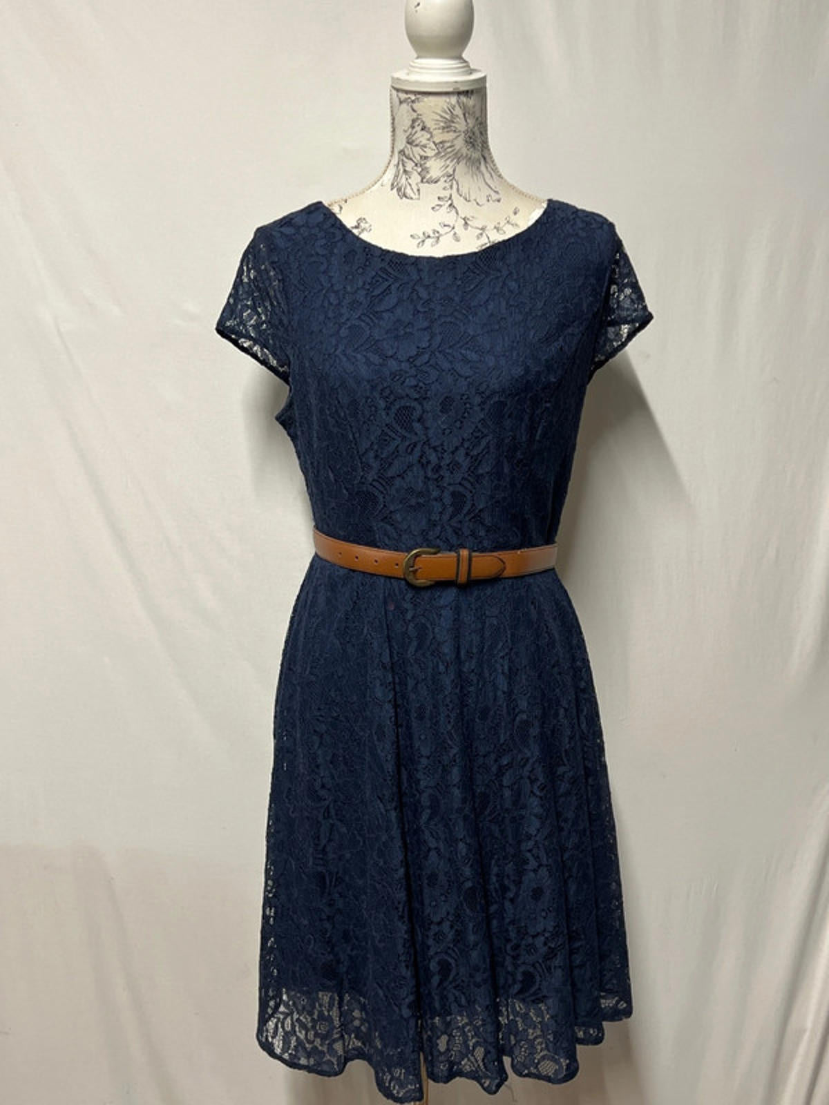 F&F | 14 | Navy Blue Lace Dress | Nylon/Polyester