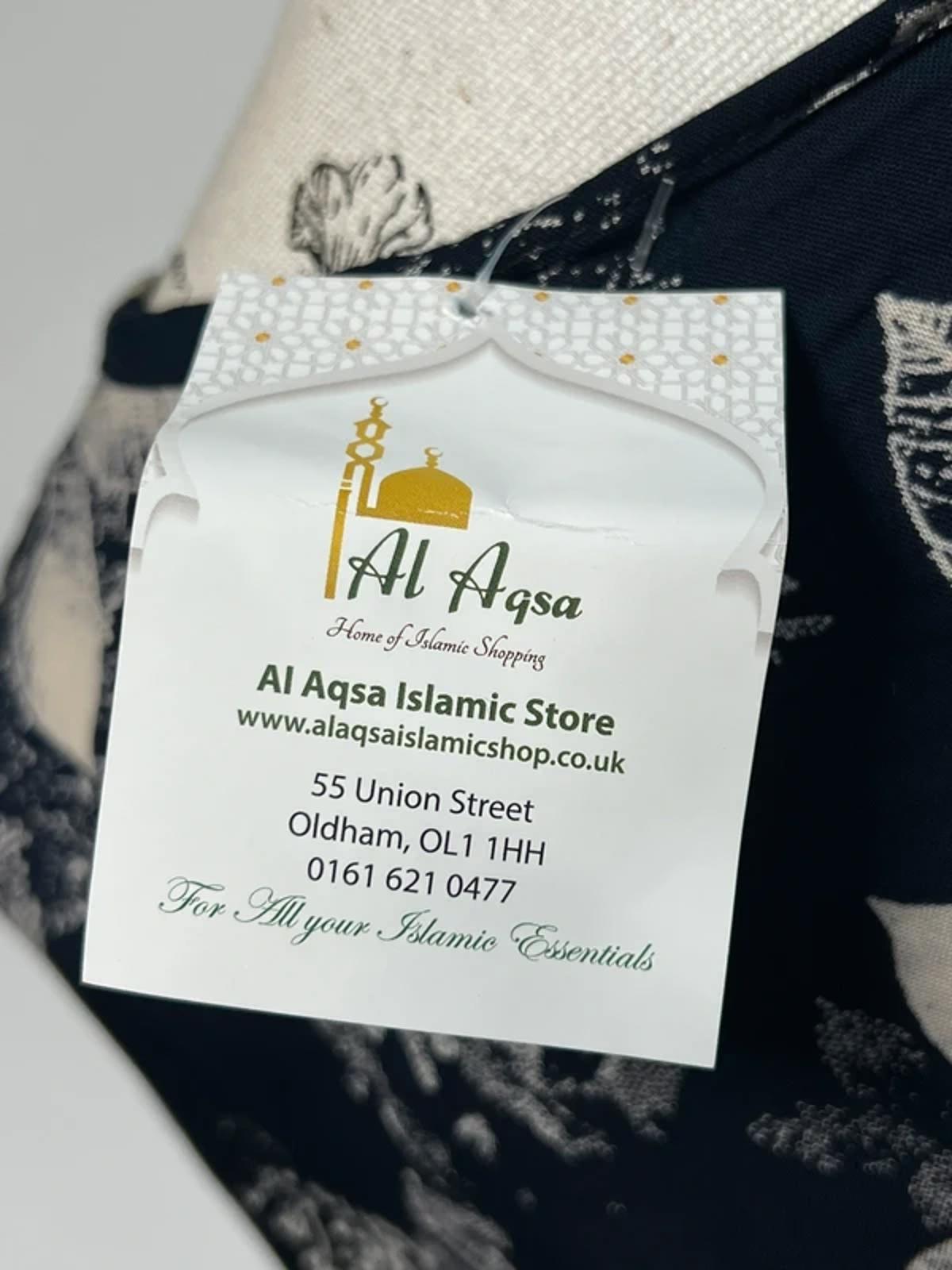 Al Aqsa | XXL | Navy Leaf Pattern Caftan Dress
