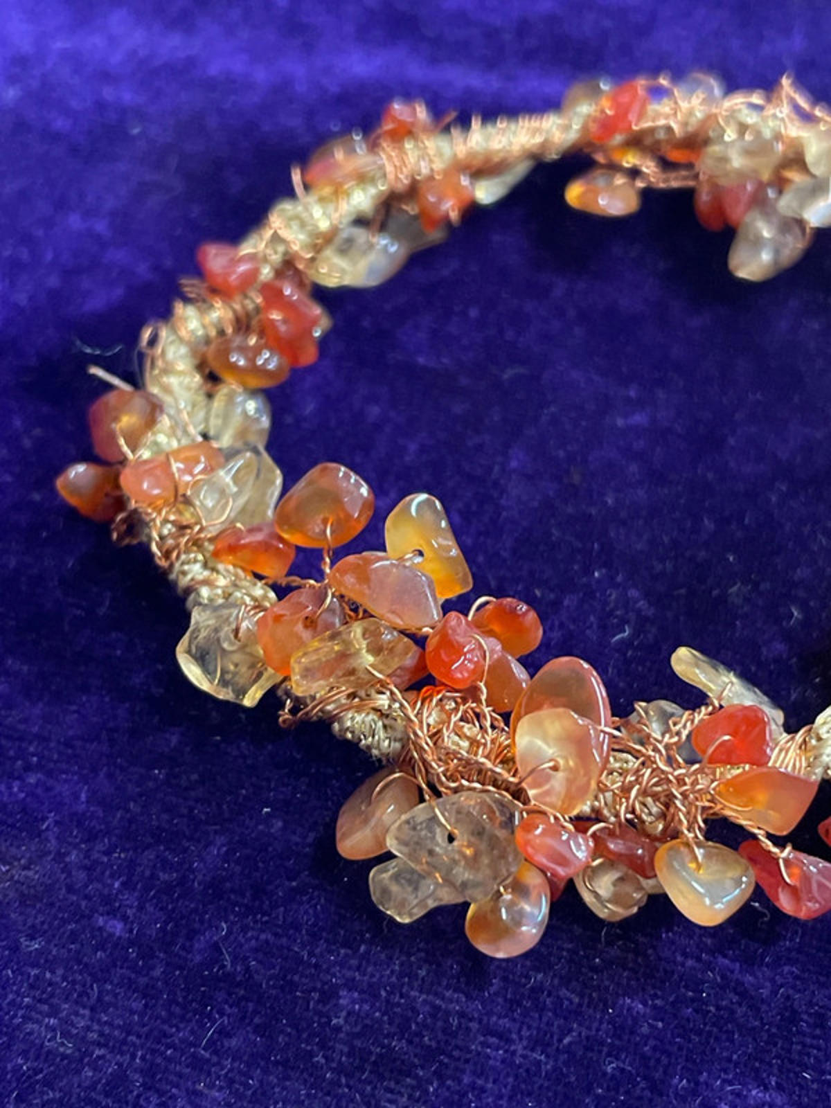 Multi Stone Bangle | Orange | Approx 7cm