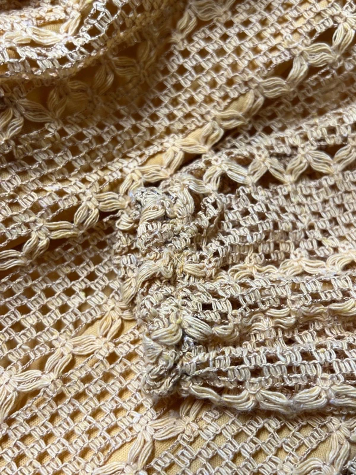 Park July | M | Boho Canary yellow crochet dress with hessian belt