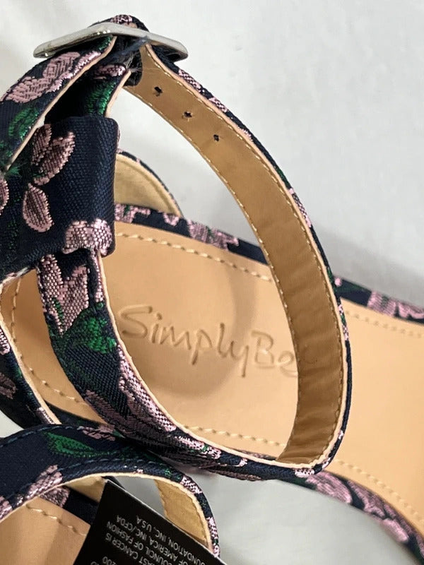 Simplybe | Size 5 Extra wide | Floral slingback open toe heels