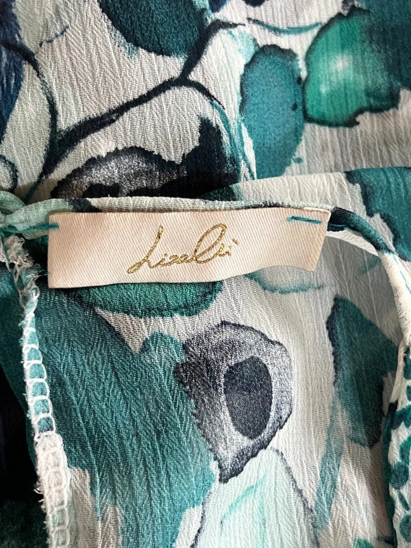 Lizalú | 2XL | Sheer blue abstract florals blouse