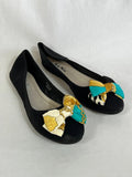 Nǐo Nio | Size 7 (41) | Stylish black velvet ballets with colourful bows