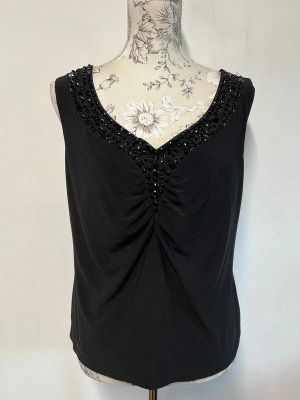Minuet Petite | 16 | Black embroidered top | Polyester/Elastane blend