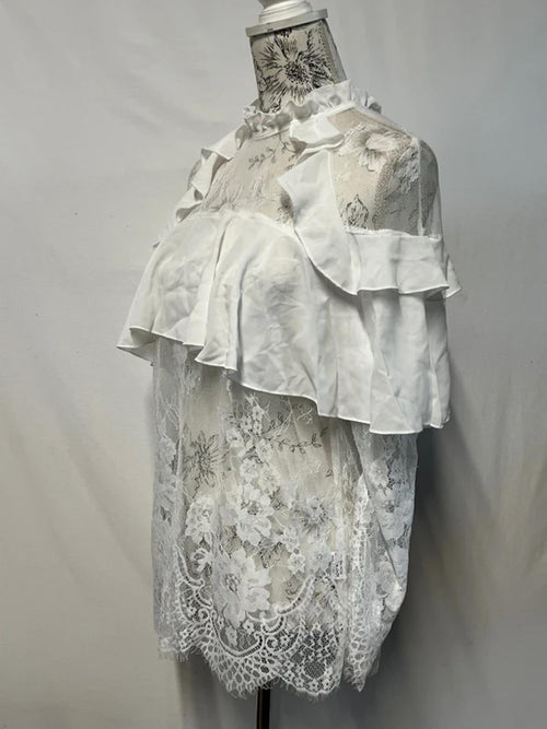 Cherry Koko | S | White Lace Long Sleeve Blouse