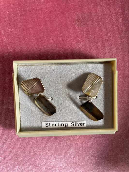 Vintage Art Deco style cuff links | Stamped Silver