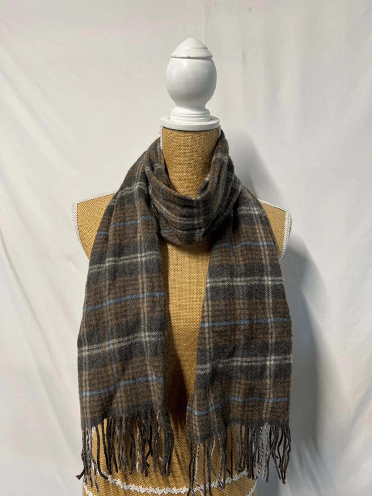Brown, Blue and Grey Winter Scarf