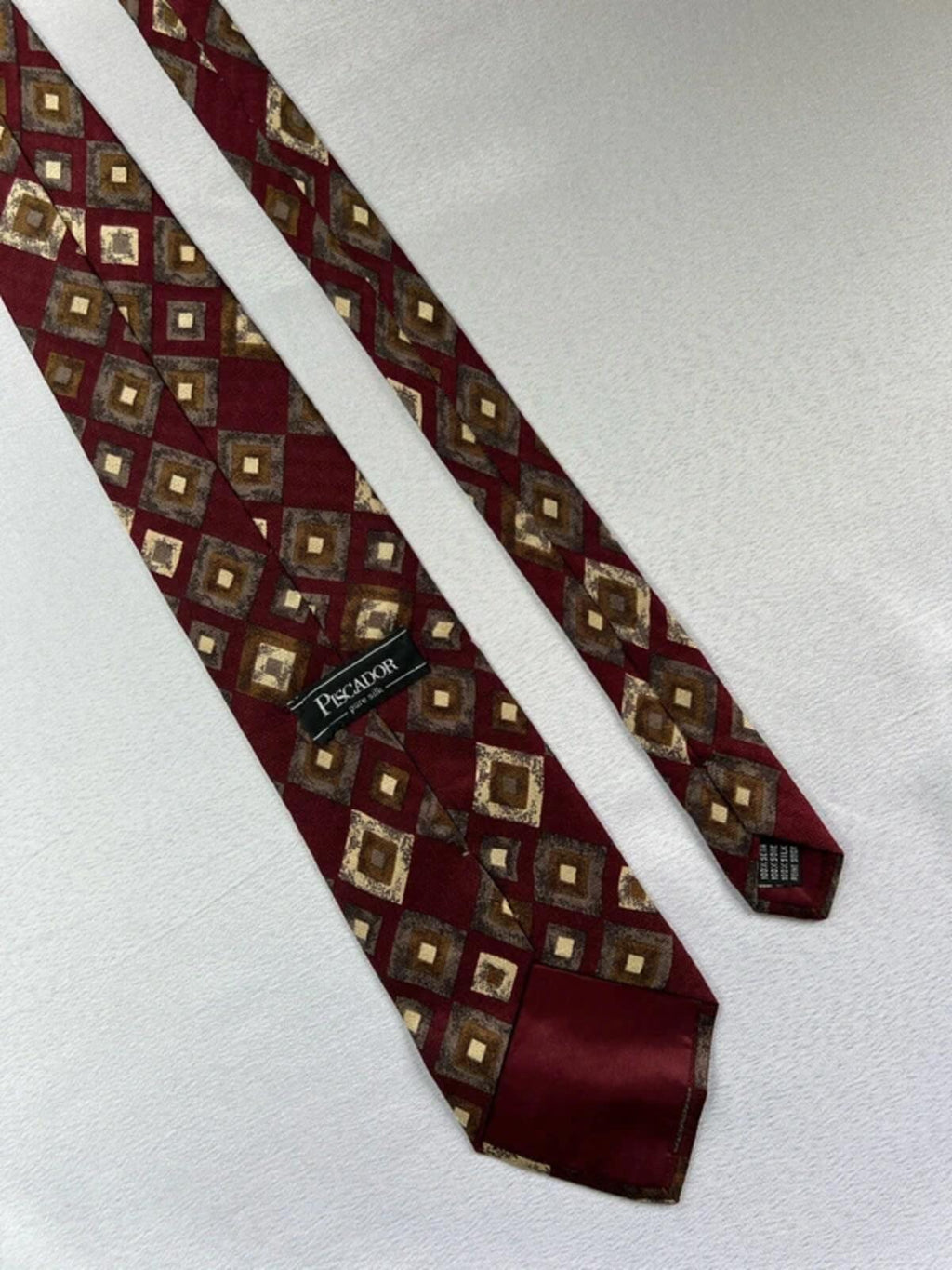 Vintage Piscador | Maroon/Cream Abstract Necktie | Silk