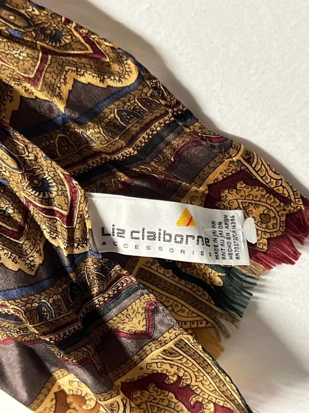 Liz Clairborne Vintage Silk Scarf | Brown/Gold