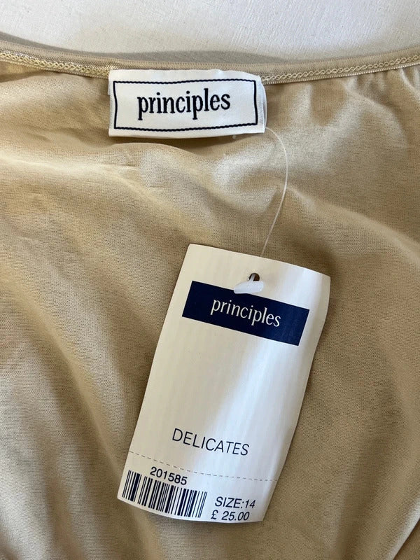 Principles | Size 14 | Stylish Beige Embellished Square Neck Cami