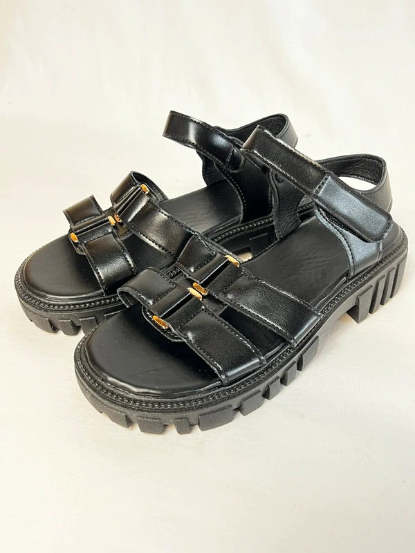 Y2K Black chunky sandals/slide ons | Size 4 / 38 EU|