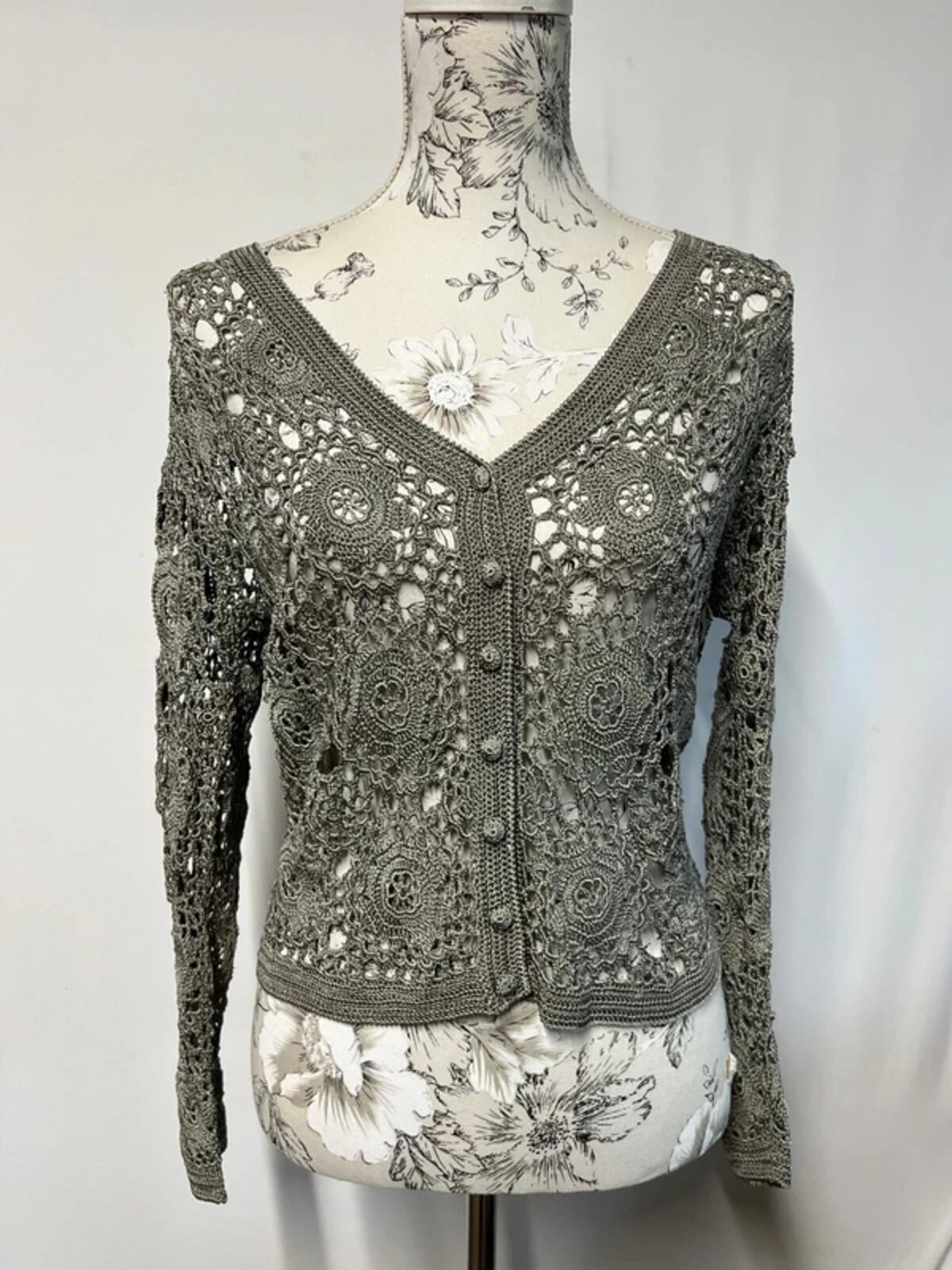 Principles | M | Khaki/Grey green lace style cardigan