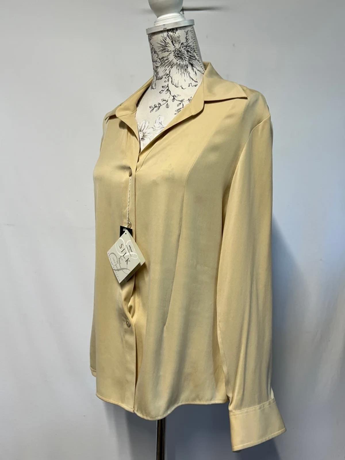 Vintage St Michael | 14 | Yellow Beige Silk Blouse