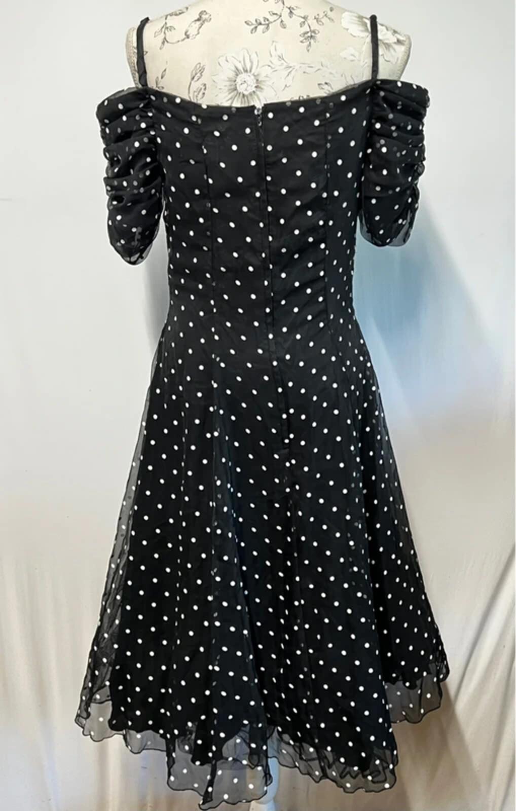 Berkterex 1980’s Party Dress | Size 12 | Black polka dot