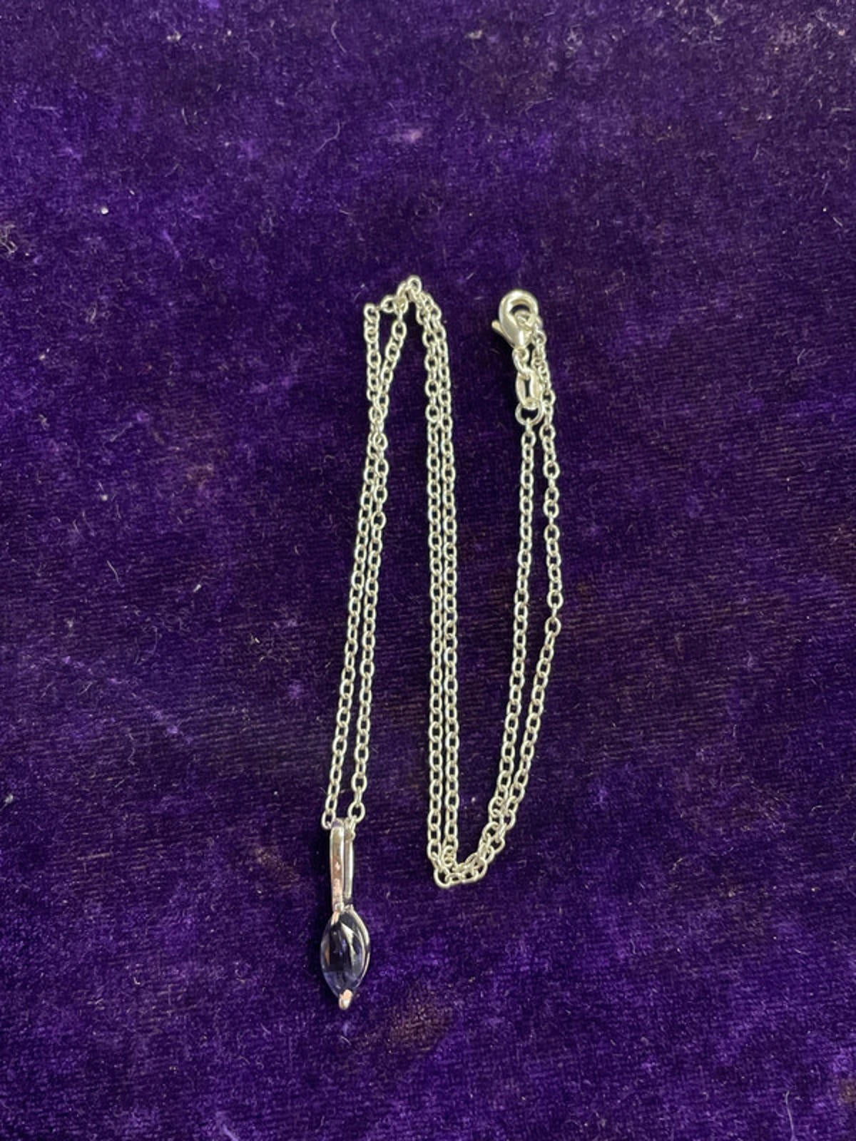 925 Sterling Silver Chain | Cornflower Blue Glass Pendant